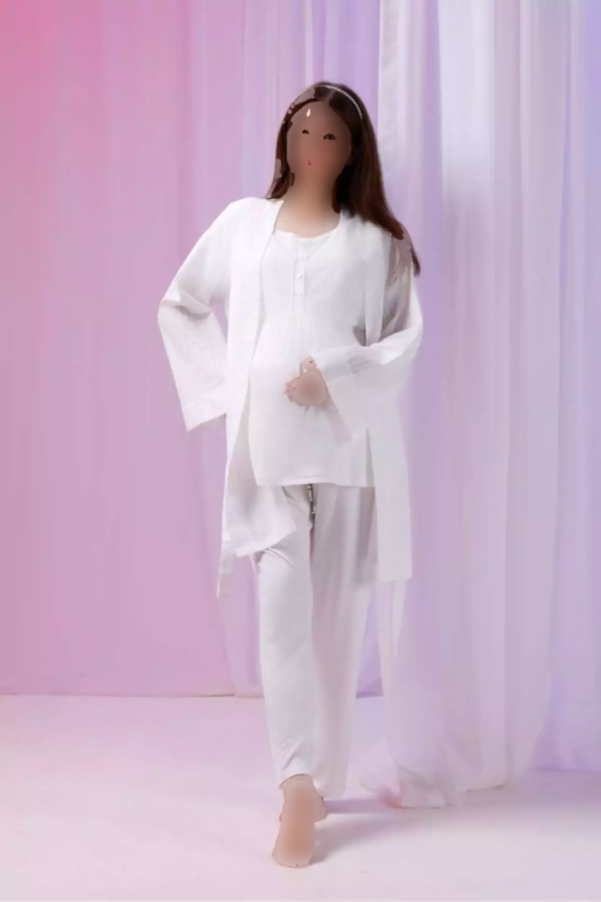 ست لباس راحتی دکمهدار پنبه ای طراحی ویژه جاکاردار شیری بارداری زنانه برند Lohusa Homewear کد 1757668690