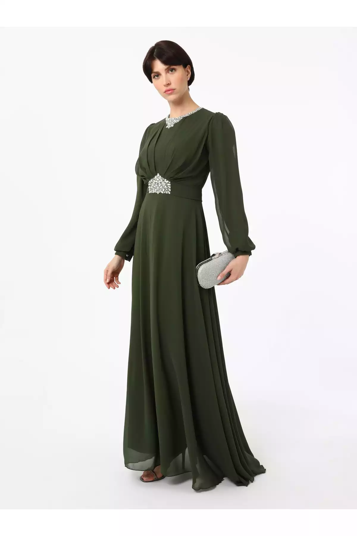 لباس مجلسی پوشیده یشمی برند Refka کد 1758121867