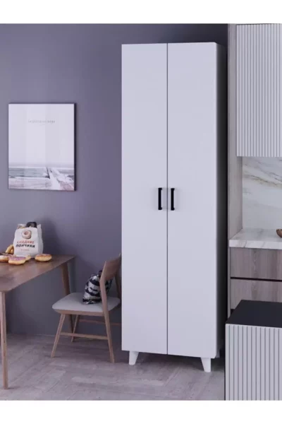 کابینت کمد انبار حمام مواد غذایی 2درب‎دار 8طبقه دار سفید چند کاربردی برند Kzy Mobilya کد 1758346387