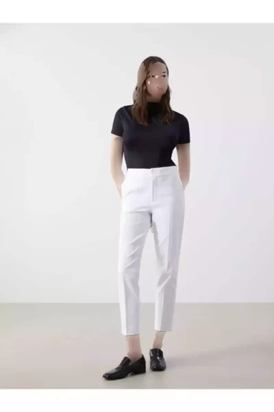 کمر کشی سفید شلوار زنانه قالب تنگ برند LC Waikiki کد 1758314482