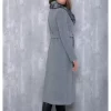 کمر یقه قد متوسط گره‎دار طوسی پالتو خزدار برند Olcay کد 1757036894