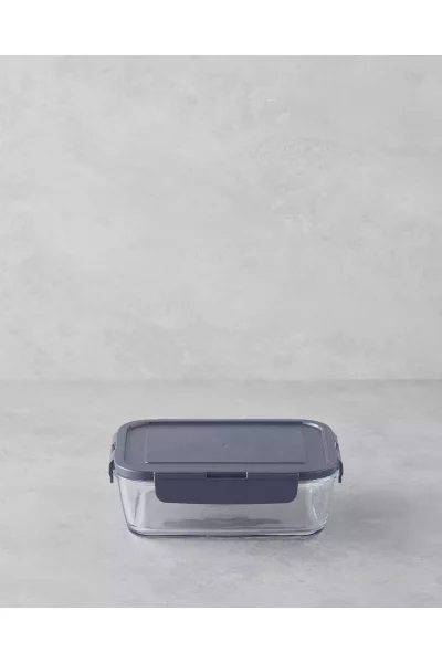 ظرف نگهداری تازه شیشه ای 800میلی لیتر طوسی دستبند برند English Home کد 1758385390