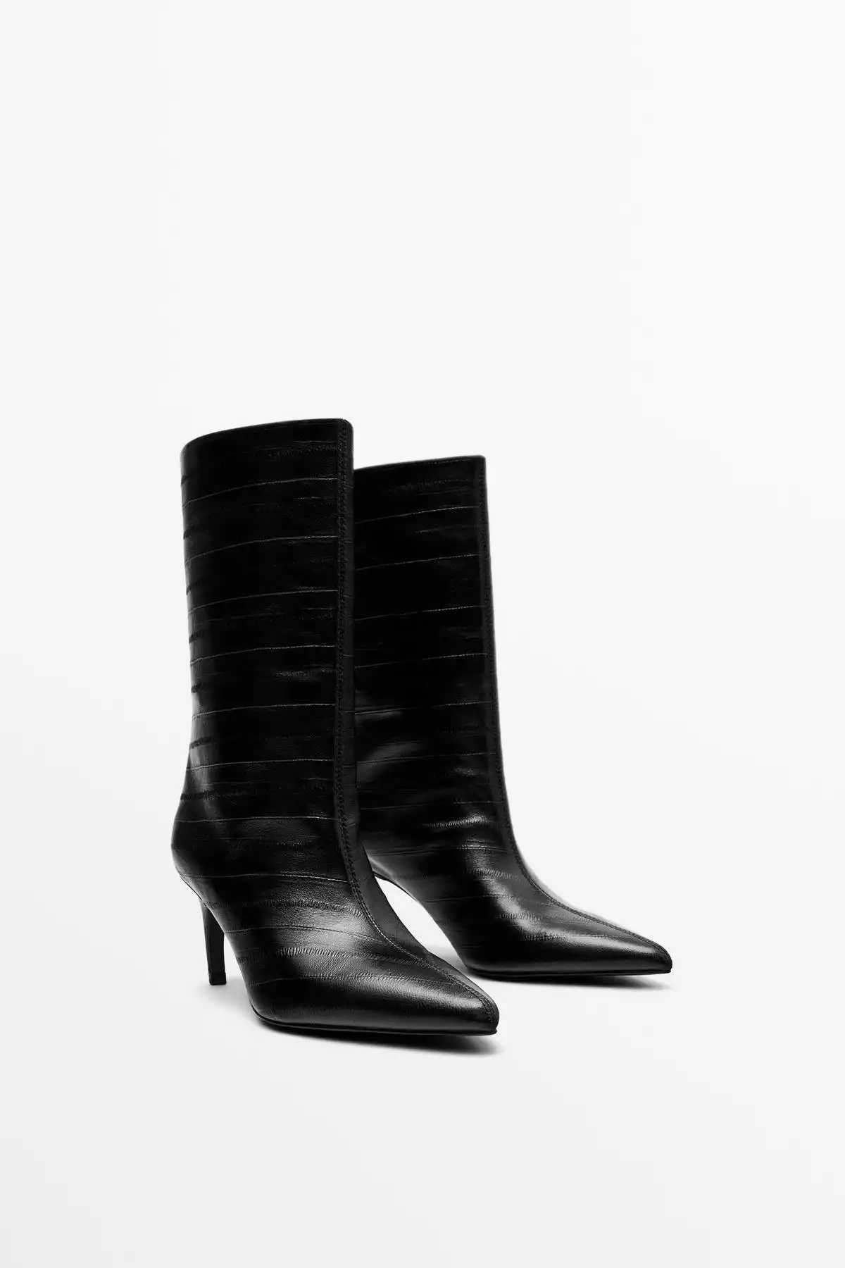 پوتین پاشنه بلند چرم برند Massimo Dutti کد 1758537669