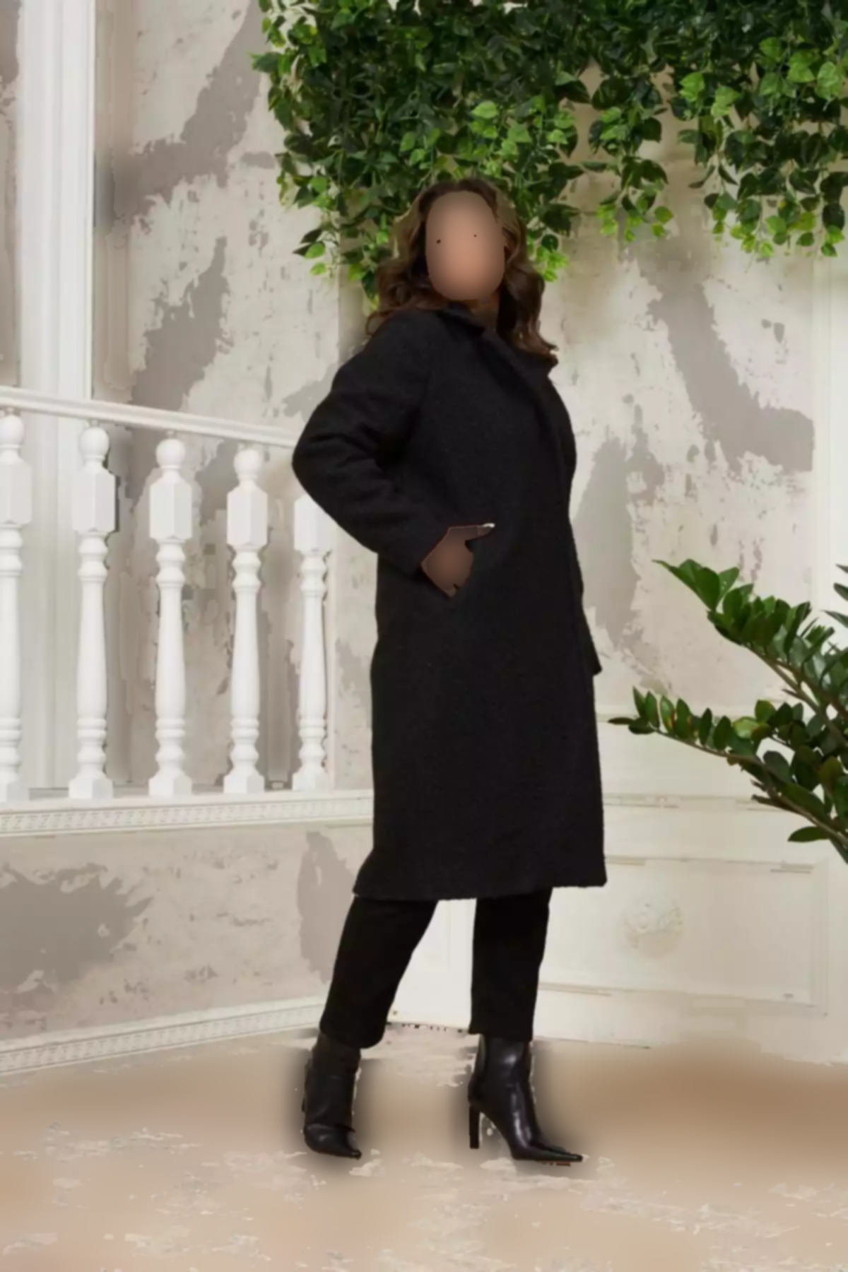 داخل آستردار سایز بزرگ پالتو مشکی گودی برند Rmg کد 1757342709