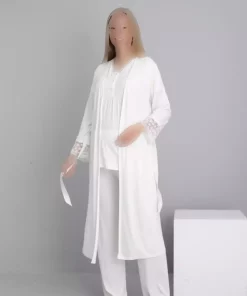 لباس راحتی بلند و گشاد طرح توری سفید بارداری برند Miss Dünya Lissa کد 1757759290