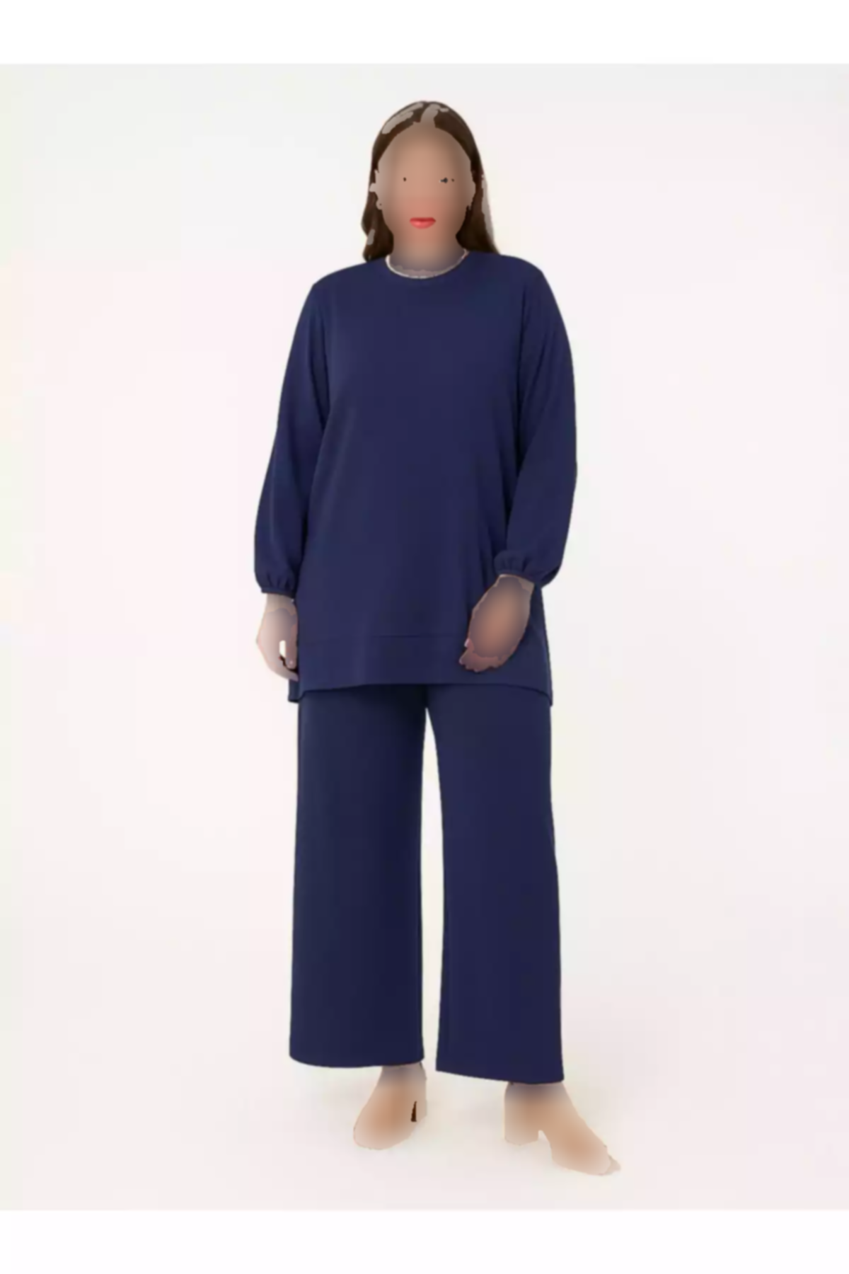 قالب ابریشم مصنوعی سایز بزرگ سرمه ای شلوار برند Alia کد 1757938267