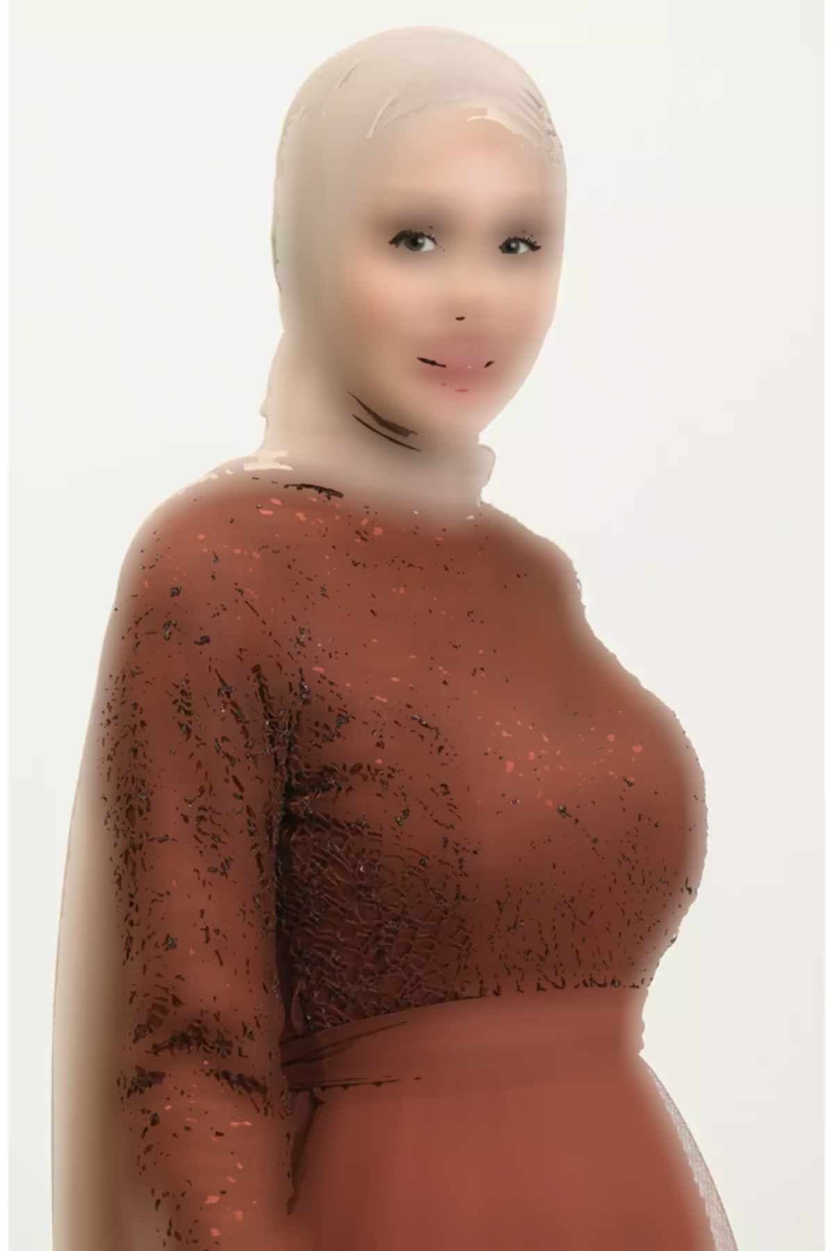 لباس مجلسی توری قهوهای کمربند دار برند sefamerve کد 1758127882