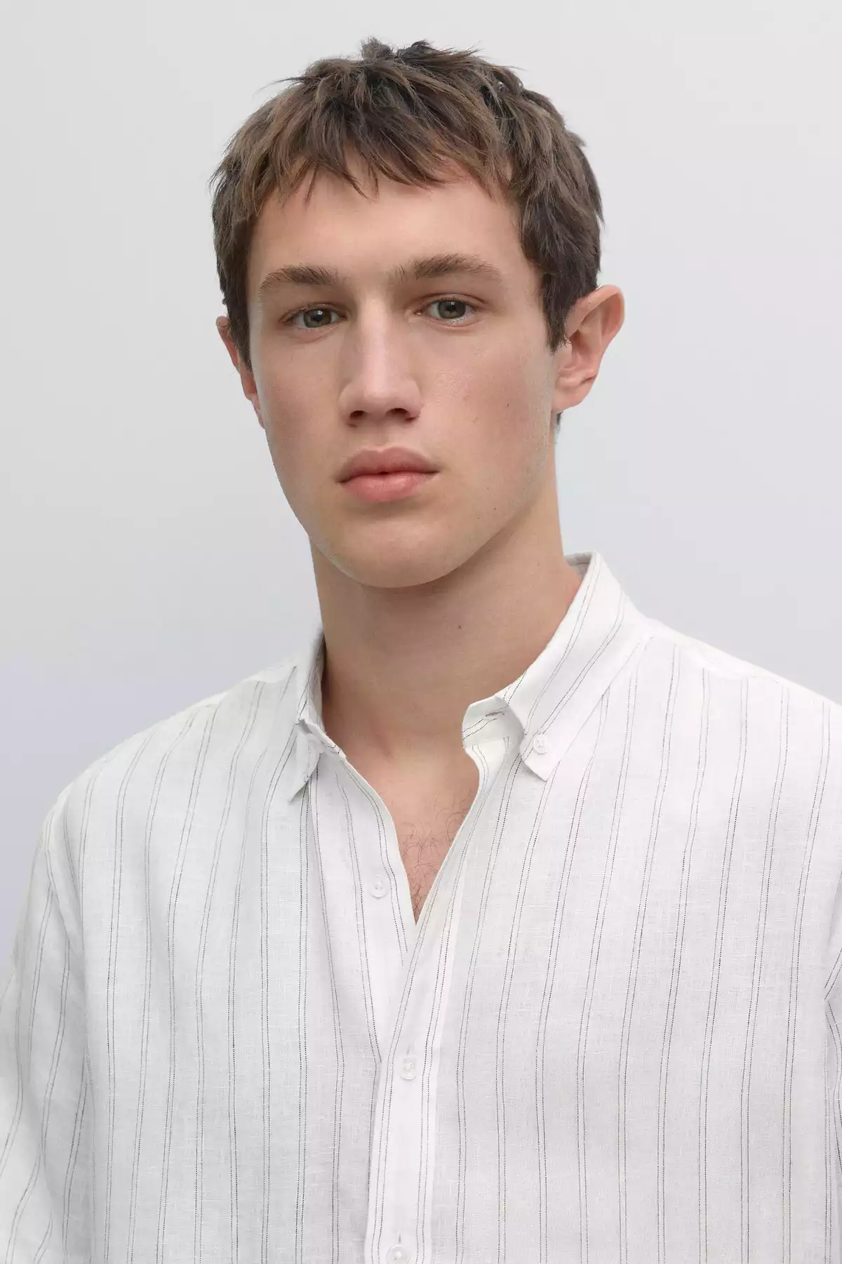 پیراهن متناسب کتان راهراه برند Massimo Dutti کد 1757751910