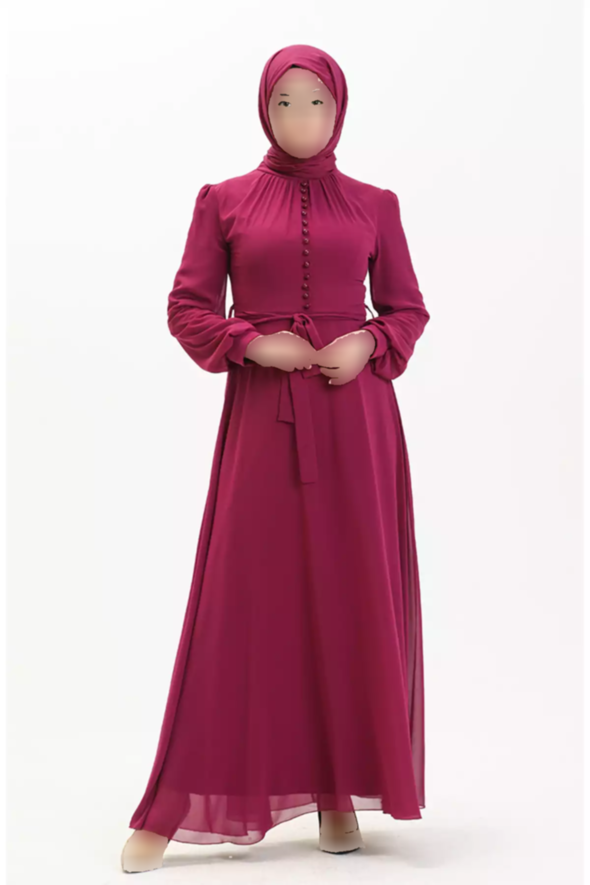 لباس مجلسی شیفون دکمه دار بنفش برند sefamerve کد 1758124268