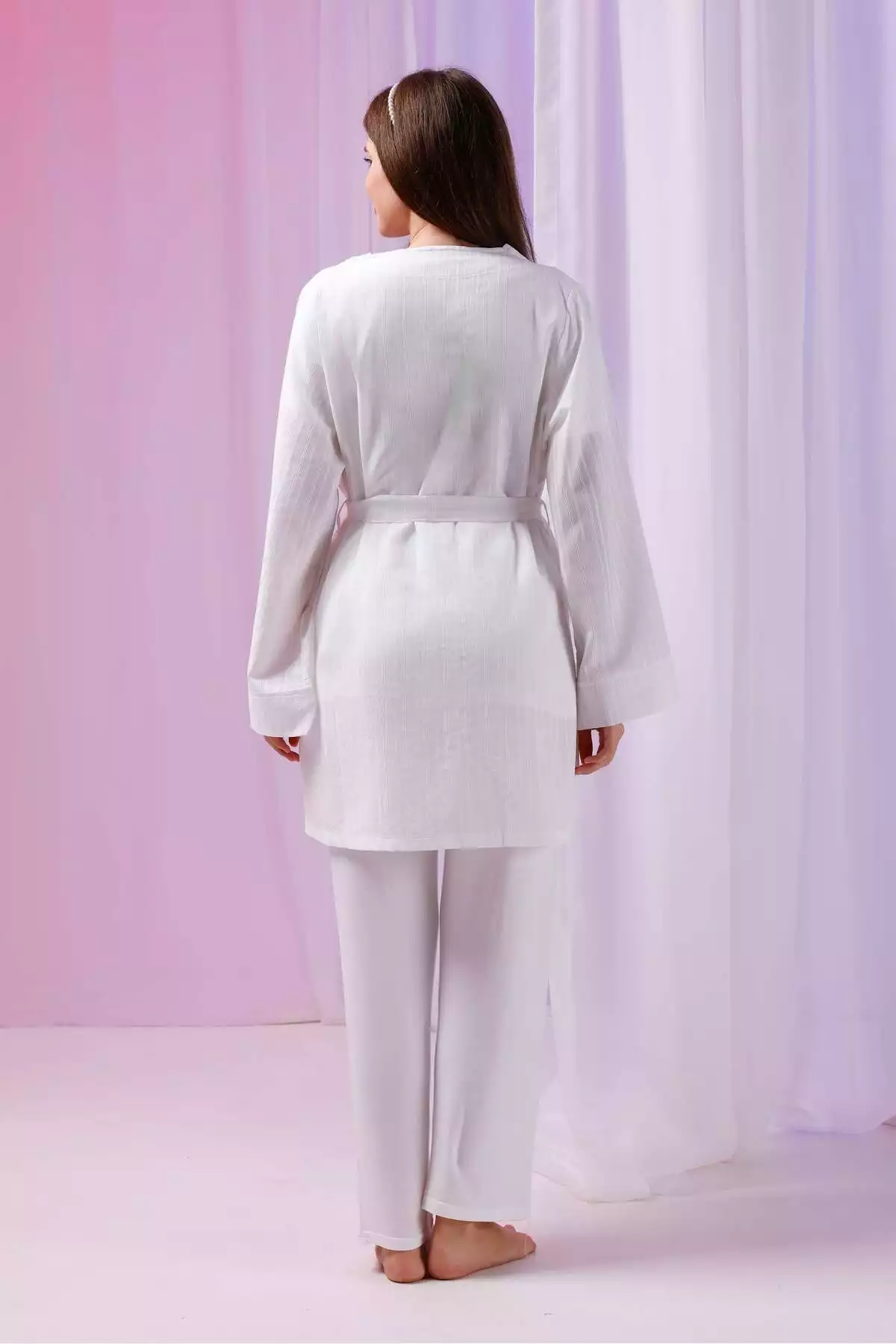 ست لباس راحتی دکمهدار پنبه ای طراحی ویژه جاکاردار شیری بارداری زنانه برند Lohusa Homewear کد 1757668690