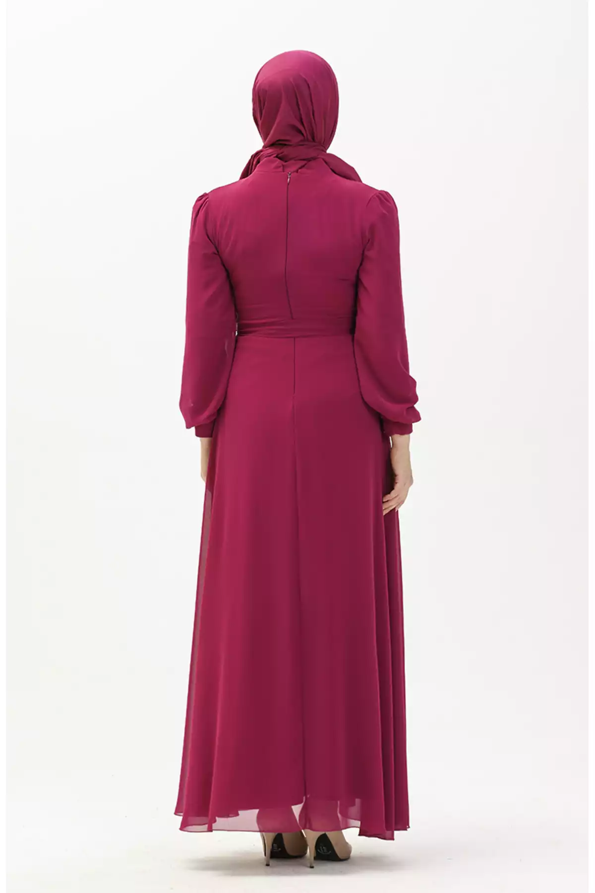 لباس مجلسی شیفون دکمه دار بنفش برند sefamerve کد 1758124268