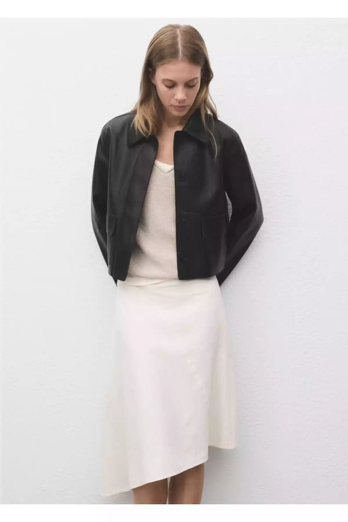 کت جیب دار به صورت چرم برند MANGO کد 1758269529