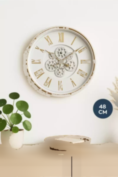 ساعت دیواری بزرگ طرح‎دار طرح کهنه شده سفید با صدای بلند 48cm برند HOMİNG کد 1758131468