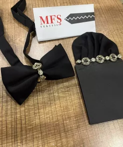 پاپیون منجوقدار مشکی برند MFS کد 1758390068