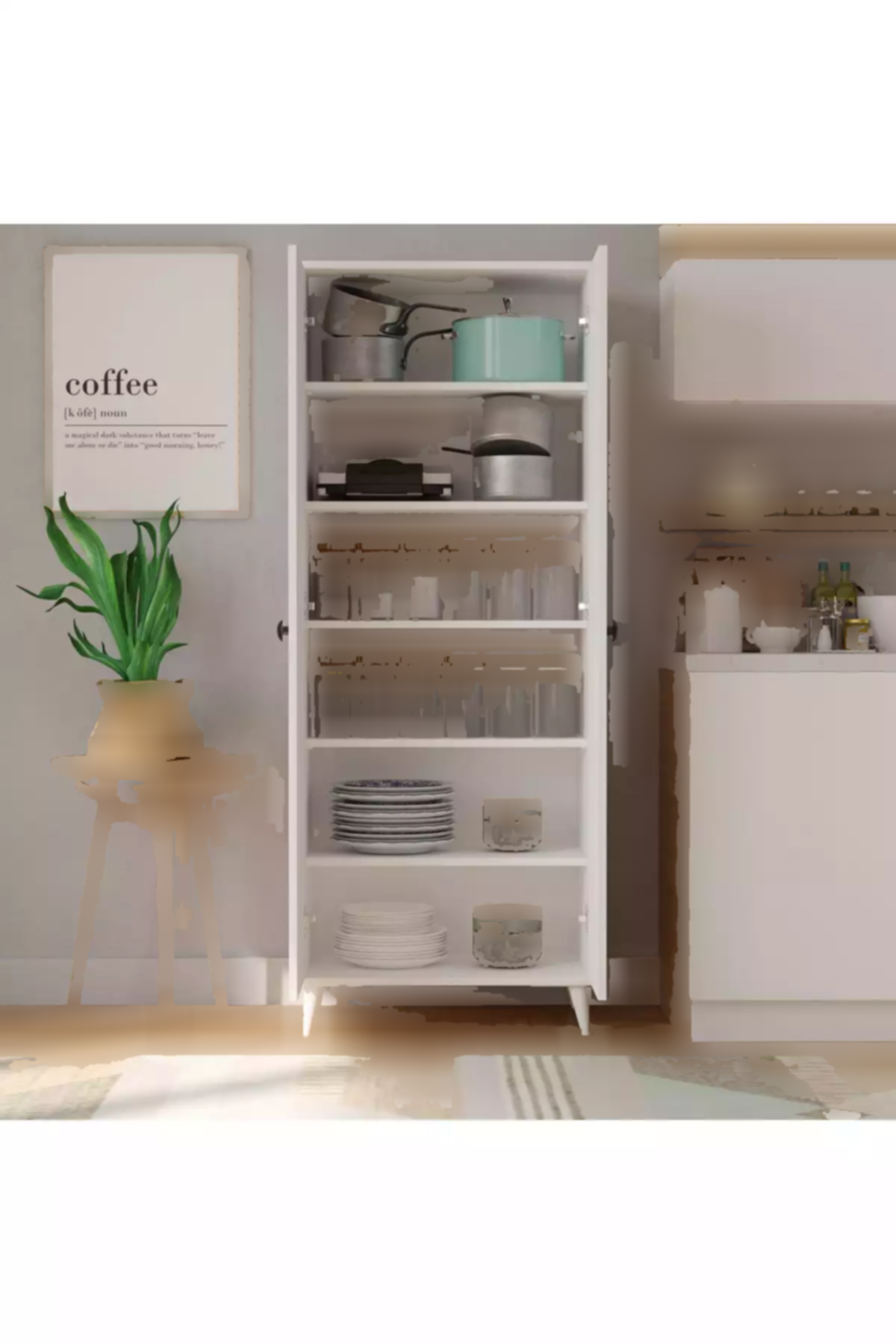 کابینت حمام آشپزخانه 5طبقه دار 2دربدار سفید چند کاربردی برند İMBAŞ کد 1758001265