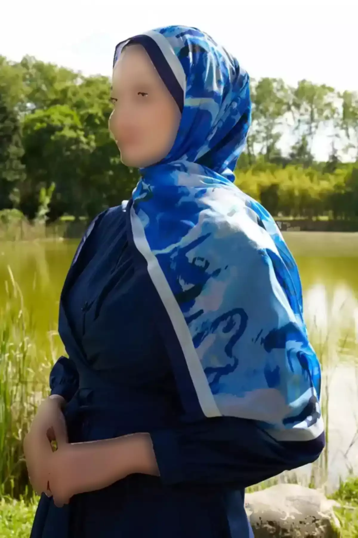 شال طرح آبی برند Madame Polo کد 1757935868