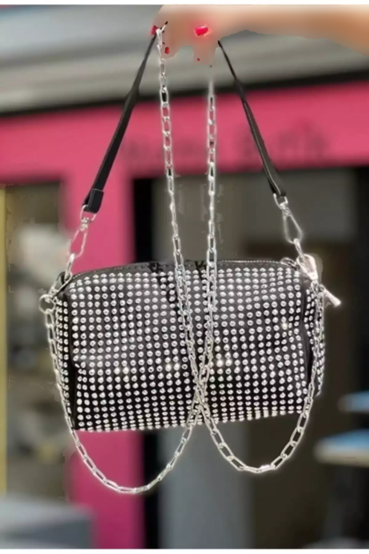 کیف مجلسی چرم مصنوعی رنگی نقره تزئین شده برند İSACO کد 1758404465