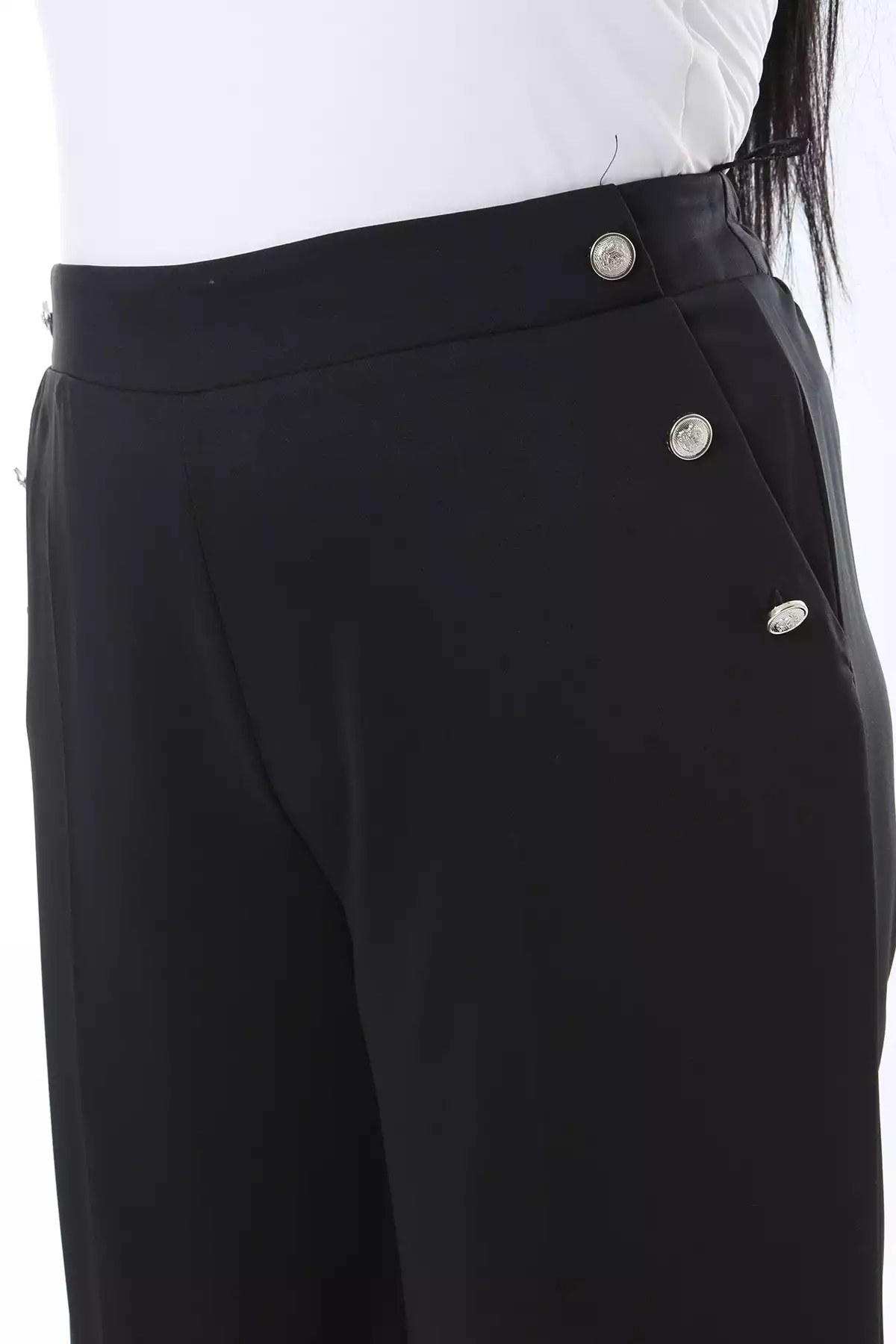 جیب دار دور کمر گشاد کشی عقب سایز بزرگ شلوار مشکی زنانه برند Şans کد 1757954465