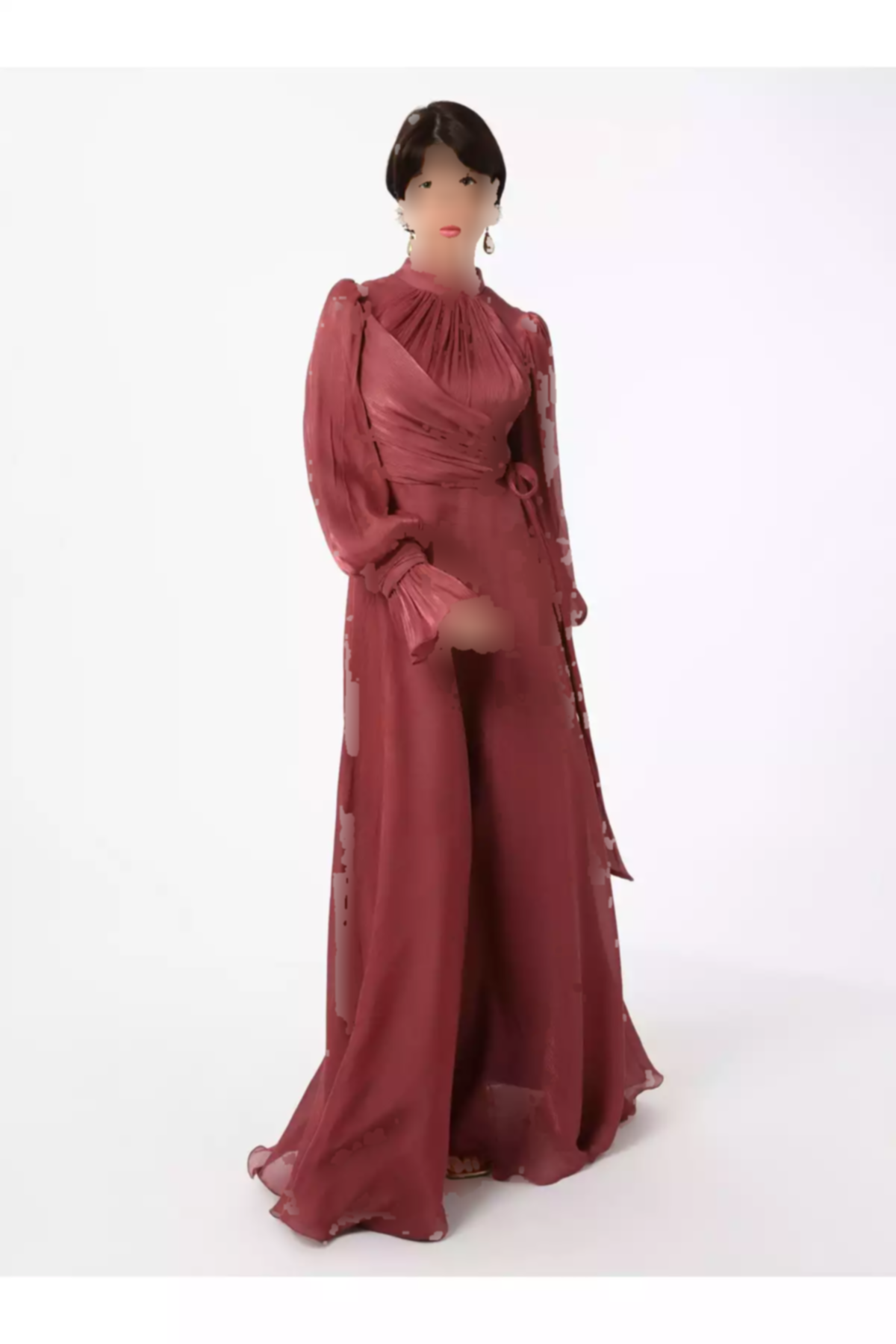 لباس مجلسی پوشیده ابریشم رنگ گل رز تیره یوریو برند Refka کد 1758121871