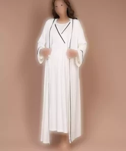 ست لباس شب آستین بلند و گشاد خطدار پانیه شیری بارداری زنانه برند Genel Markalar کد 1758057666