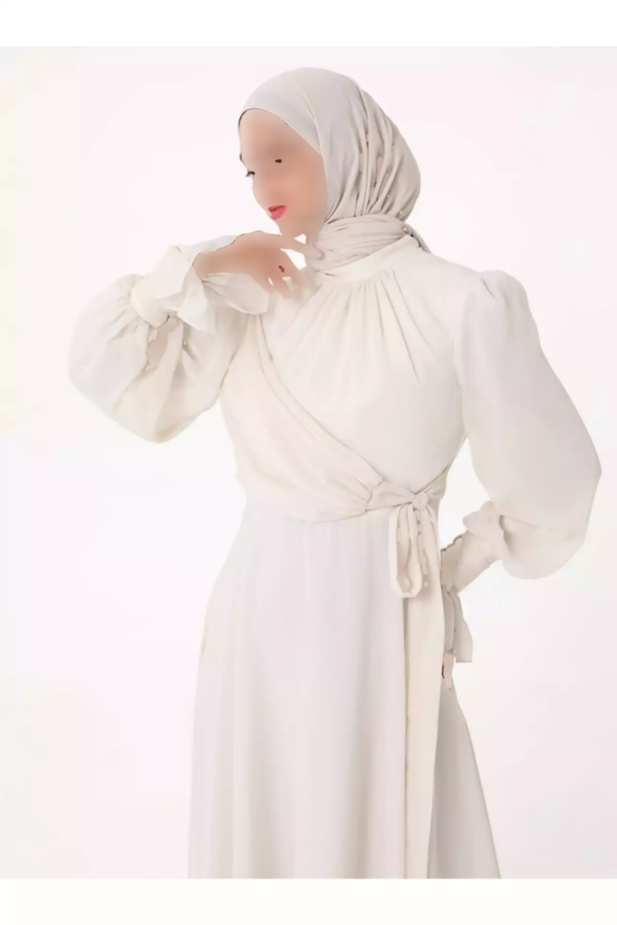 لباس مجلسی پوشیده شیفون شیری یوریو برند Refka کد 1758121866