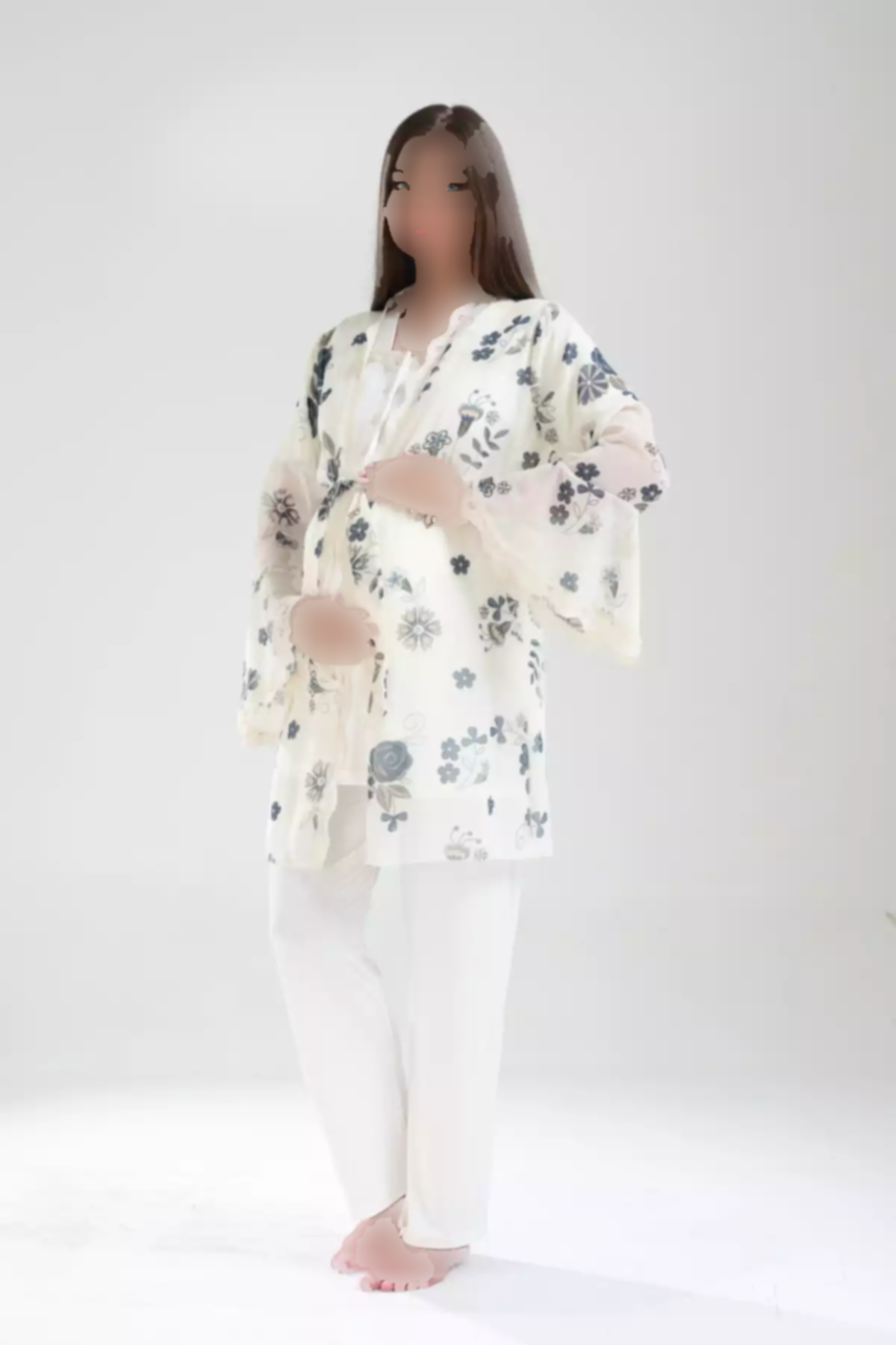 لباس راحتی ست توری طرحدار طراحی ویژه والاندار سرمه ای بارداری زنانه برند Lohussa کد 1756946470