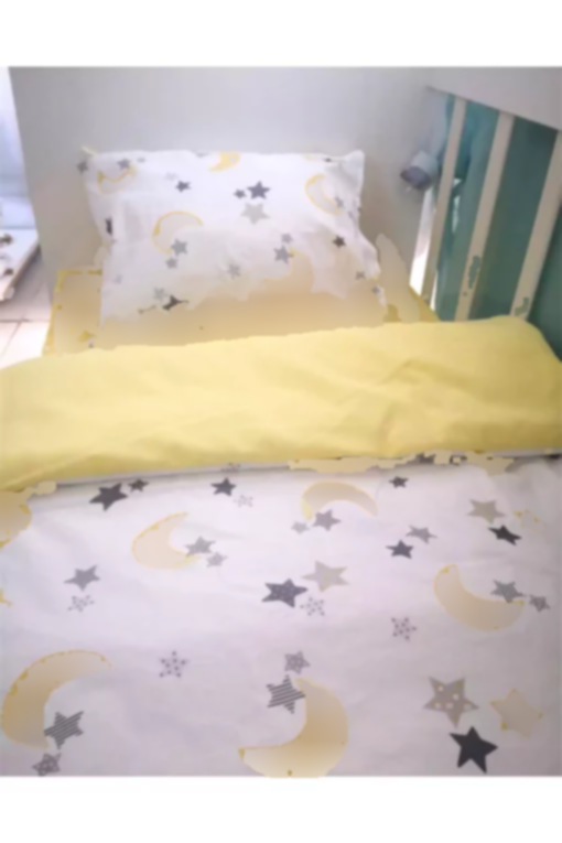 ملحفه ست لحاف بچه گانه ستاره دار ماه زرد بالشت برند Bebek Özel کد 1756899073