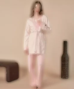 ست لباس راحتی بارداری دکمهدار یقه گرهدار گیپوردار زنانه برند Feyza کد 1757759410