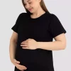 لباس راحت لایکرا پنبه ای آستین کوتاه بارداری تیشرت مشکی برند Arma Yıldız کد 1758282068