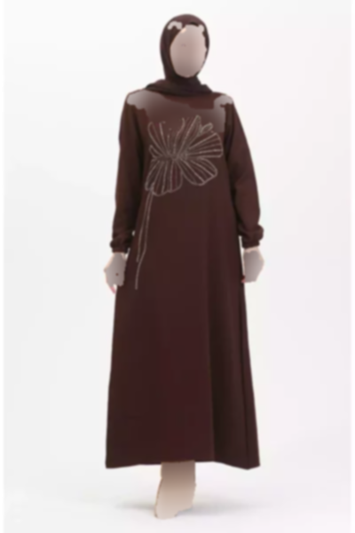 لباس مجلسی کرپ‎دار نگین دار قهوه‎ای برند sefamerve کد 1758126727