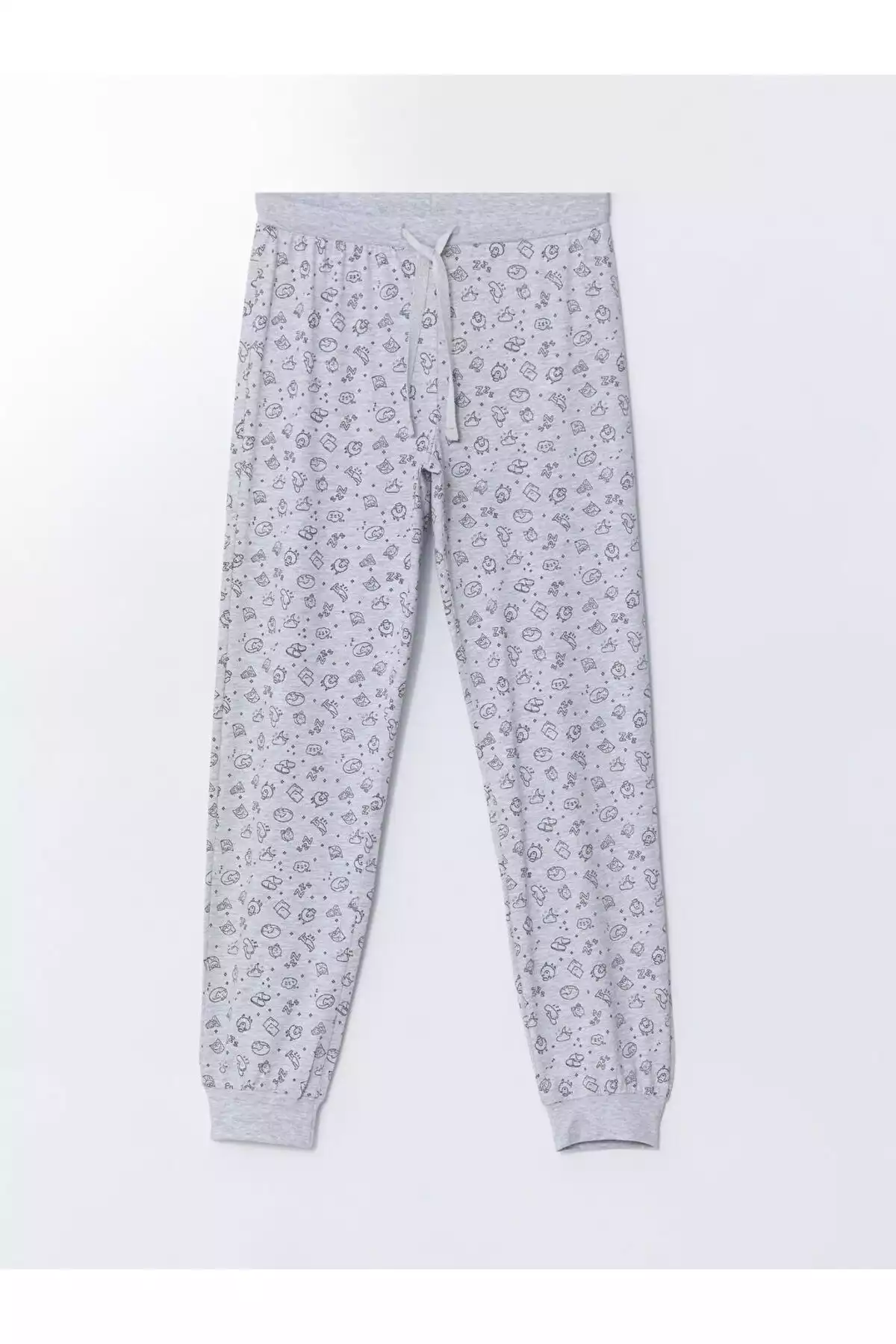 پیژامه ست کمر کشی رویایی جاگر چاپی طوسی زنانه برند LC Waikiki کد 1758051665