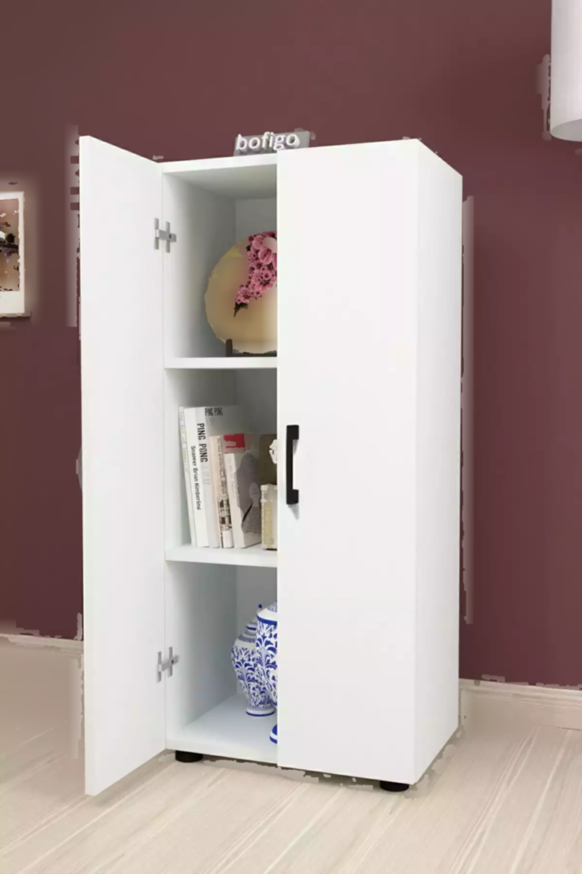 کمد کابینت حمام آشپزخانه 2دربدار 3طبقه دار سفید جانکیل چند کاربردی برند Bofigo کد 1758357667