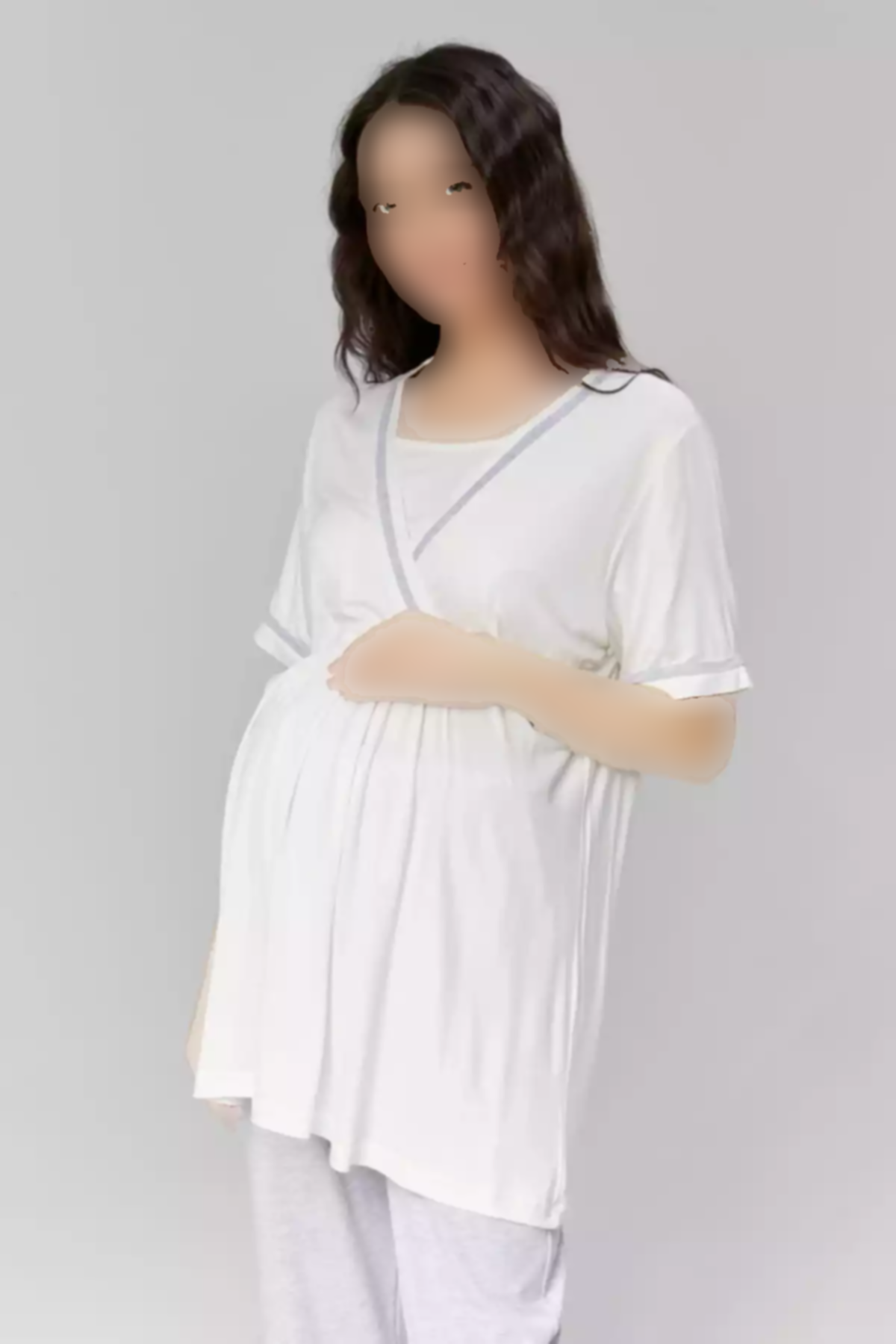 لباس راحتی شیردهی بلند و گشاد مخفی طوسی بارداری زنانه برند Genel Markalar کد 1757668749