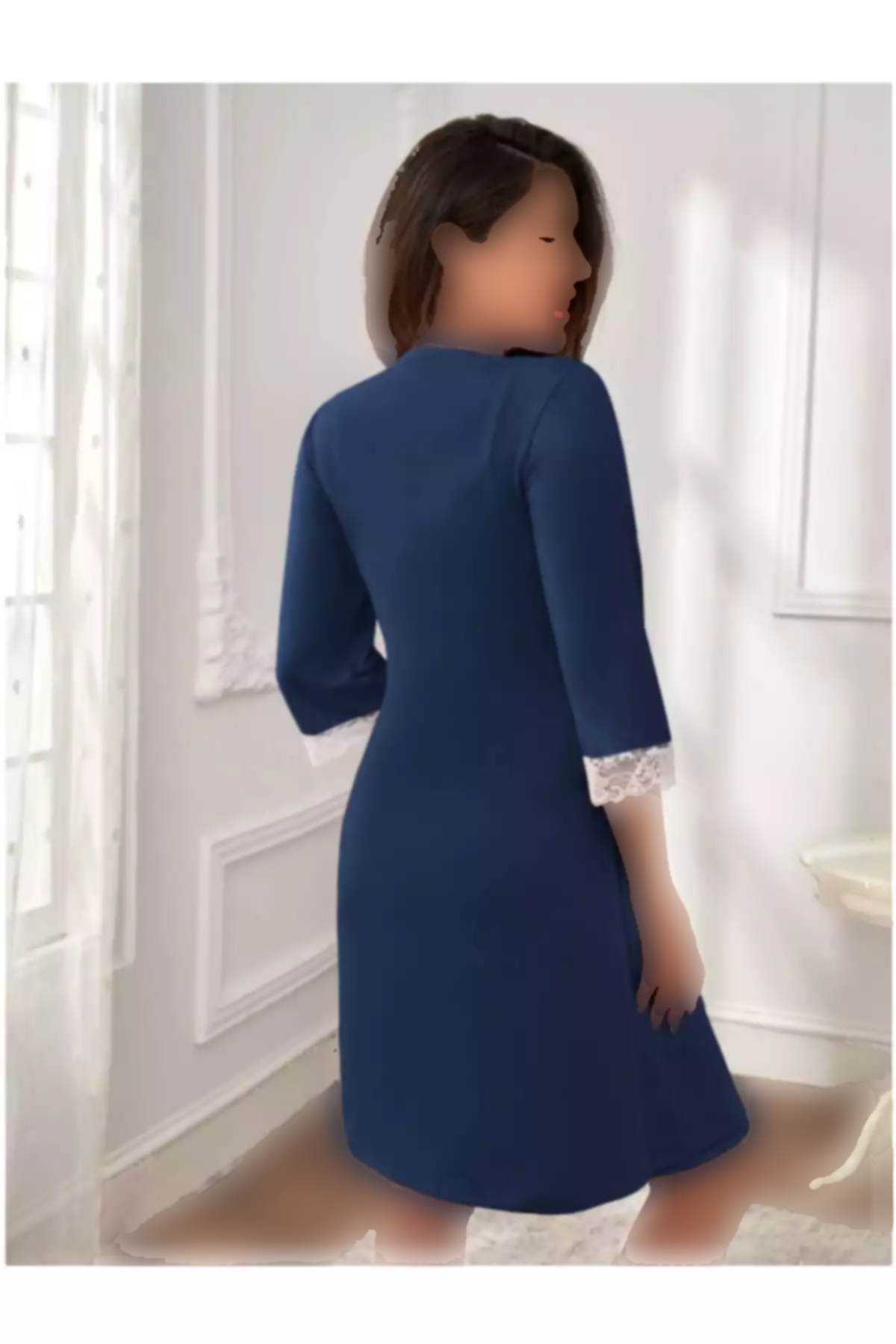 ست لباس شب بلند و گشاد طرح توری بنددار بارداری برند Miss Dünya Lissa کد 1758057723