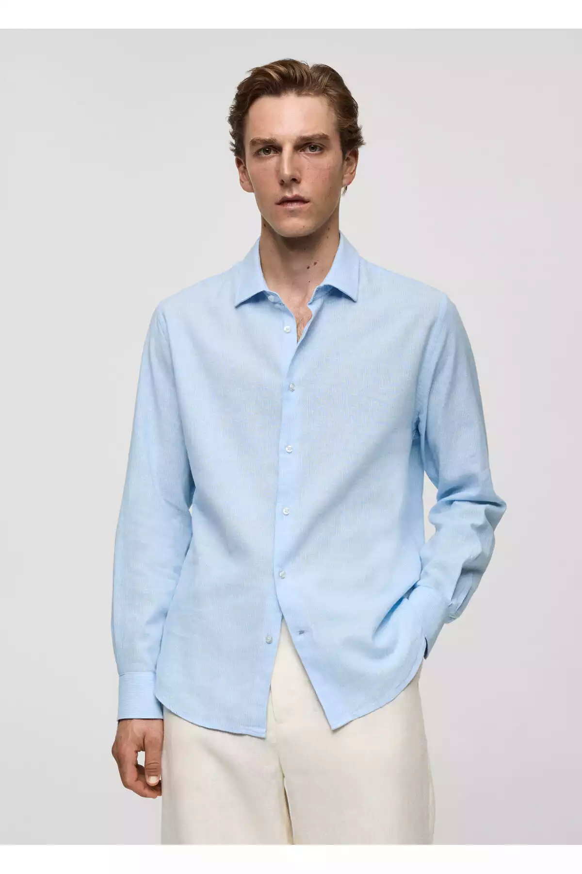 پیراهن آبی آسمانی مردانه برند MANGO کد 1757752149