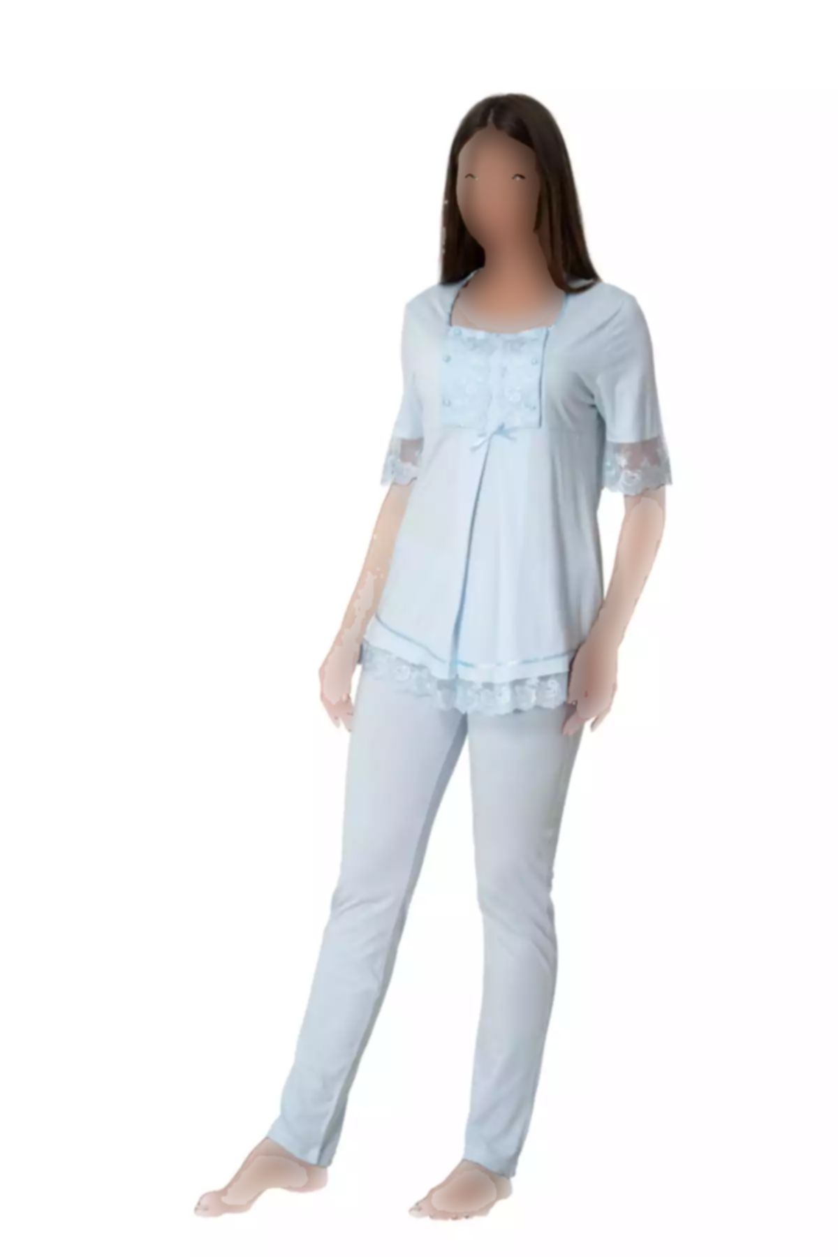 لباس راحتی پنبه ای بلند و گشاد آبی بارداری برند by İGP کد 1757759109