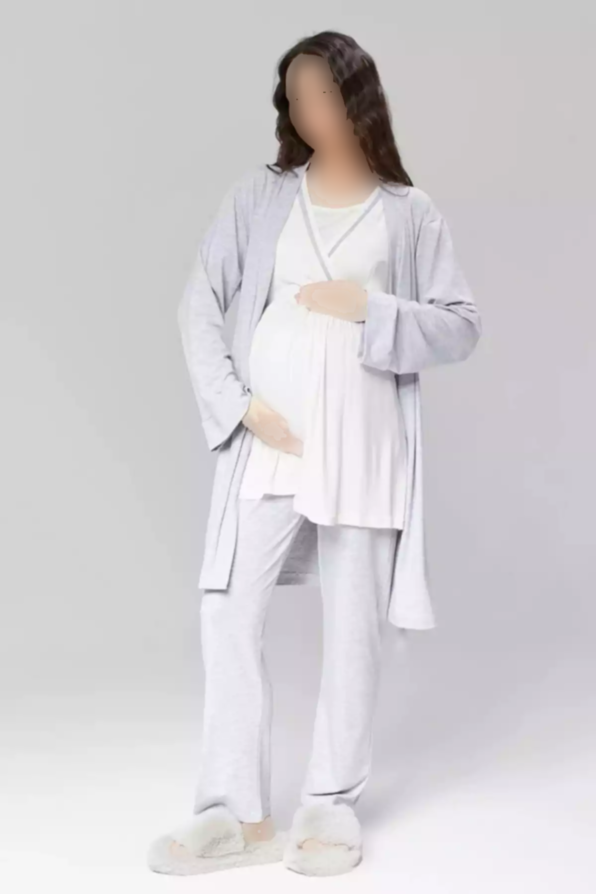 لباس راحتی شیردهی بلند و گشاد مخفی طوسی بارداری زنانه برند Genel Markalar کد 1757668749