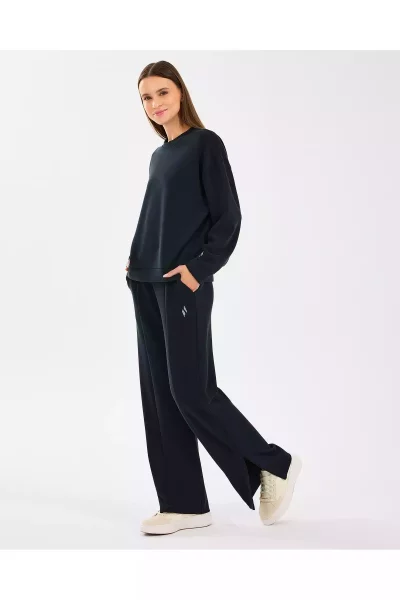 شلوار راحتی عریض متناسب مشکی زنانه سالن استراحت برند Skechers کد 1757205368
