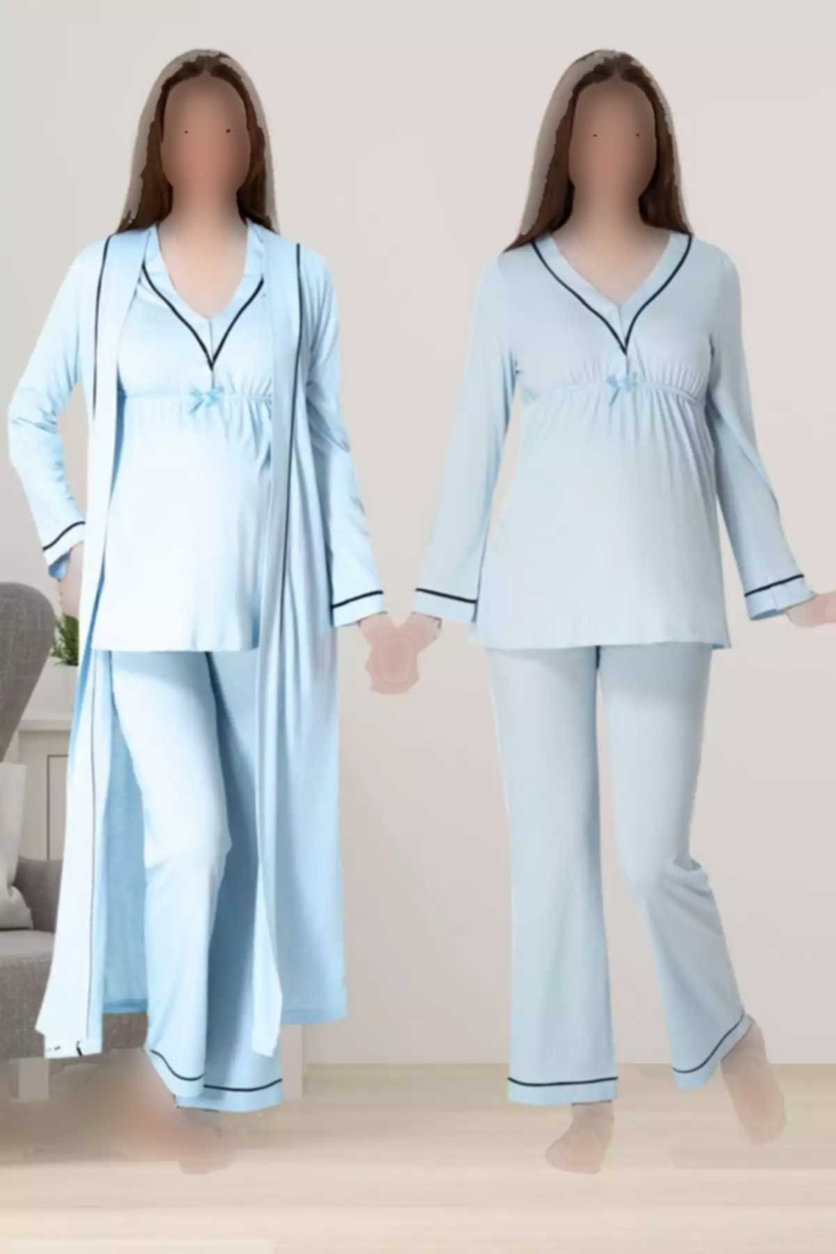 لباس راحتی بلند و گشاد آبی بارداری برند ByLohusa کد 1757759288