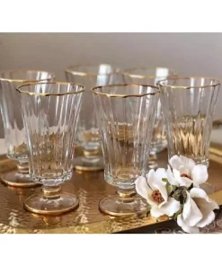 لیوان طلاکاری شده الماسی آب رنگی طلایی قهوه & برند Paşabahçe کد 1758465668