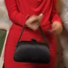 مجلسی شب زنجیردار دوشی ساتن کیف دستی بنددار مشکی برند ROZA CANTA کد 1758390666