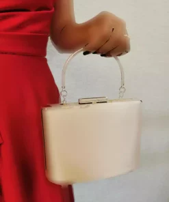 کیف مجلسی اکسسوار دار ساتن طلایی زنانه برند NAZART کد 1758072071