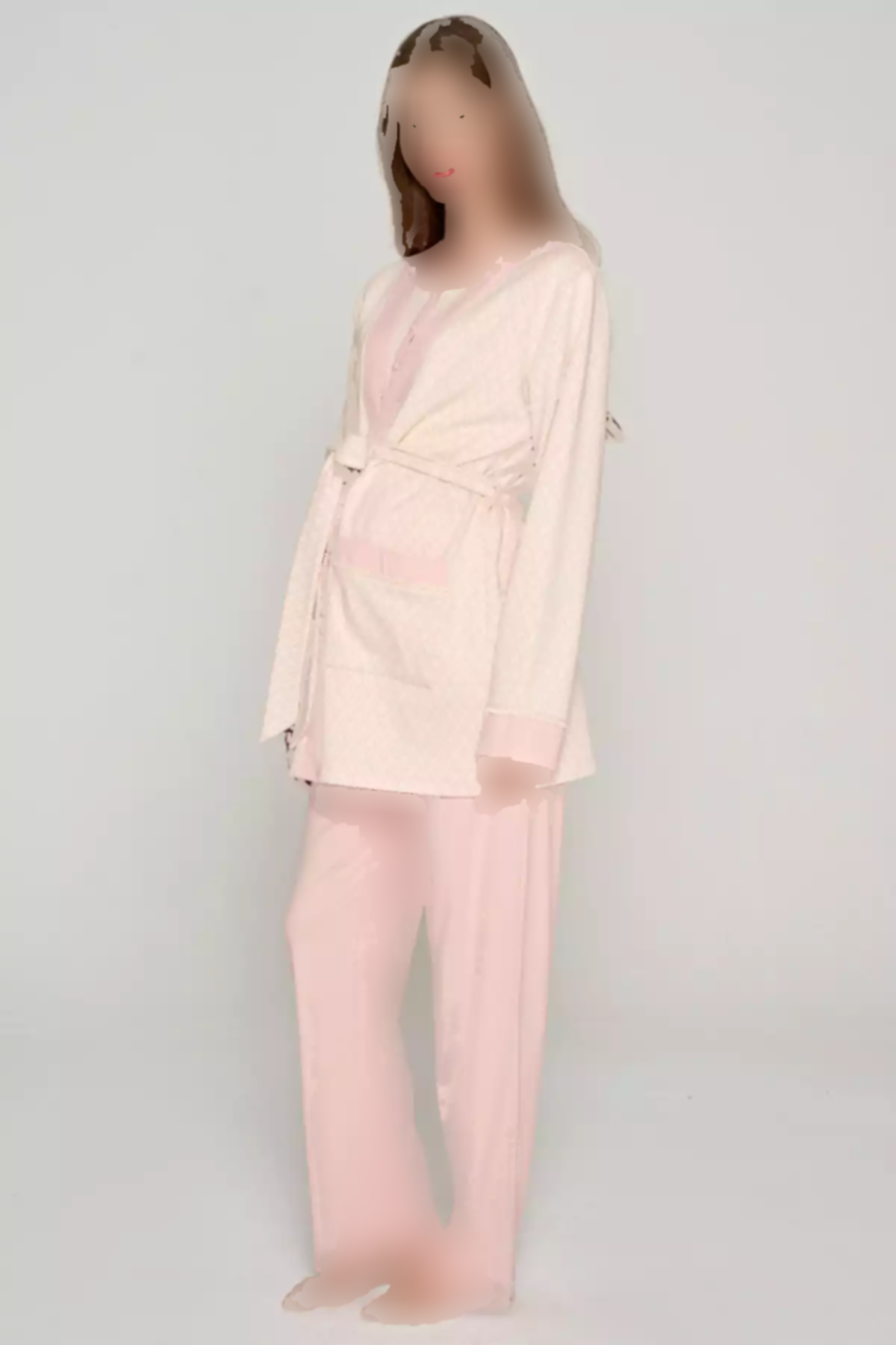 ست لباس راحتی بارداری دکمهدار یقه گرهدار گیپوردار زنانه برند Feyza کد 1757759410