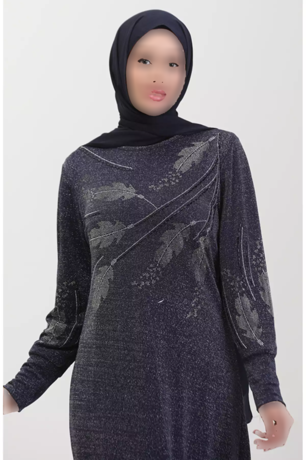 لباس مجلسی نگین دار سرمه ای برند sefamerve کد 1758127879