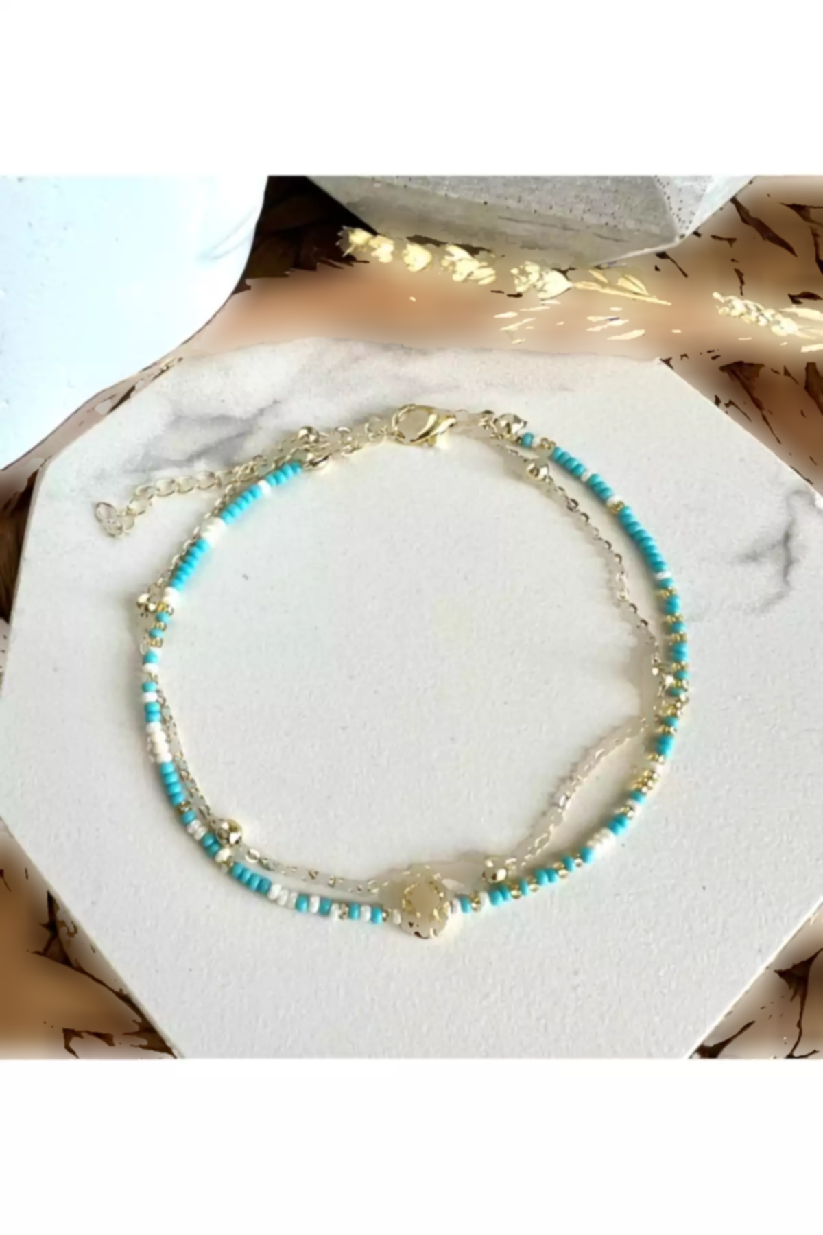 طراحی دوتایی فیروزه ای منجوقدار برند HALHALMILL کد 1757709968