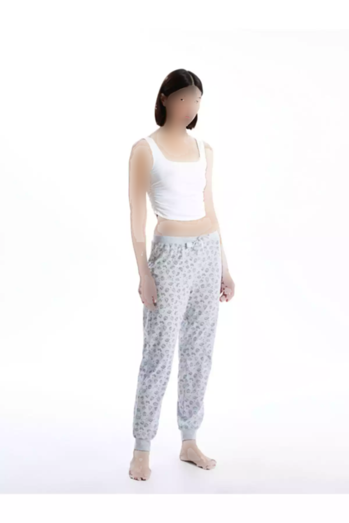 پیژامه ست کمر کشی رویایی جاگر چاپی طوسی زنانه برند LC Waikiki کد 1758051665