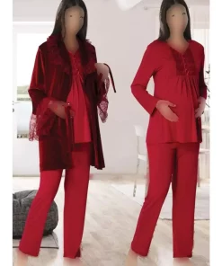 لباس راحتی ست زمستانی مخملی طراحی ویژه توری سرخابی بارداری برند Lohussa کد 1756968072
