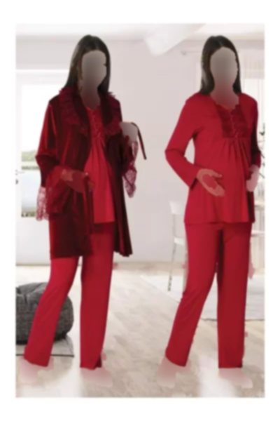 لباس راحتی ست زمستانی مخملی طراحی ویژه توری سرخابی بارداری برند Lohussa کد 1756968072