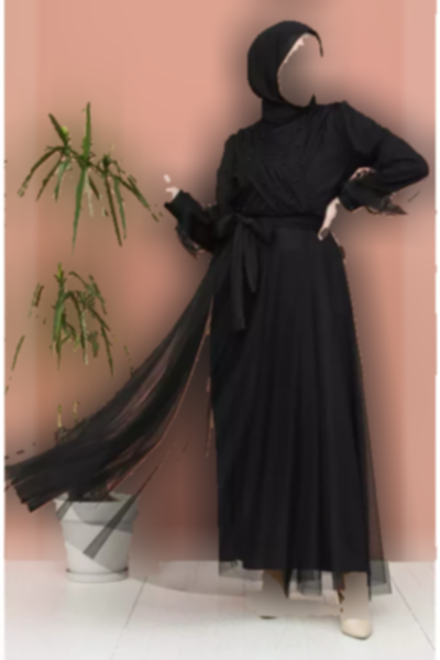 لباس مجلسی توری 01مشکی مروارید دوزی شده برند sefamerve کد 1758123125