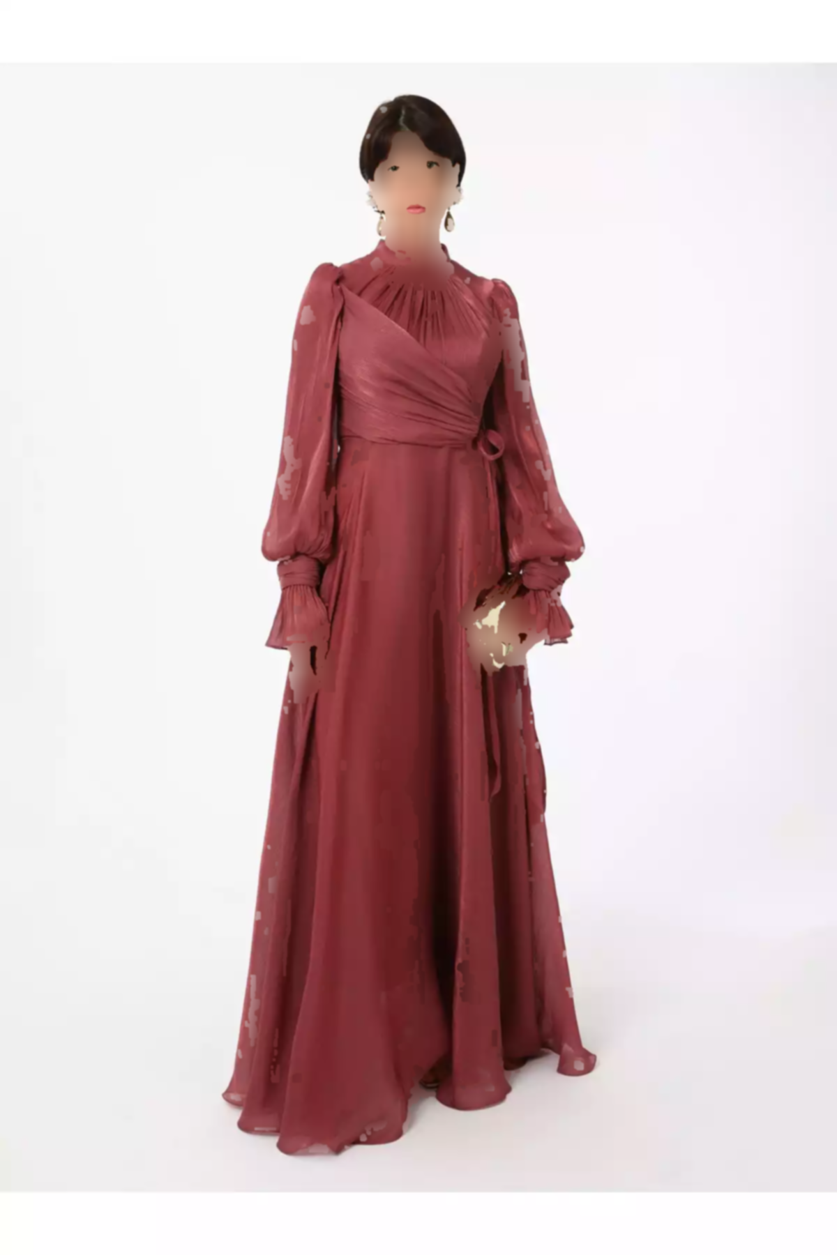 لباس مجلسی پوشیده ابریشم رنگ گل رز تیره یوریو برند Refka کد 1758121871